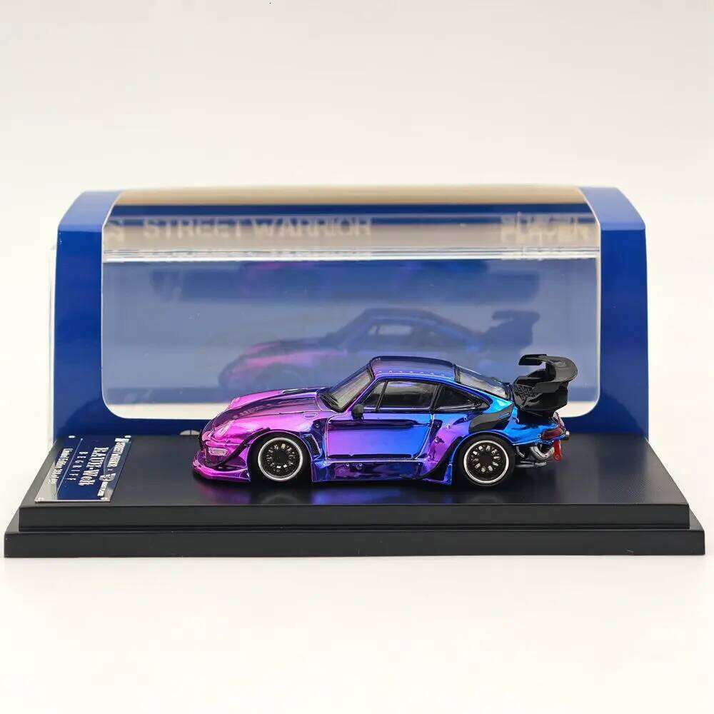 STREET WARRIOR SW 1/64 for 993 RWB Gradient Chrome Purple Diecast Models Car Toy Limited 499 Collection Auto Gift Z260306