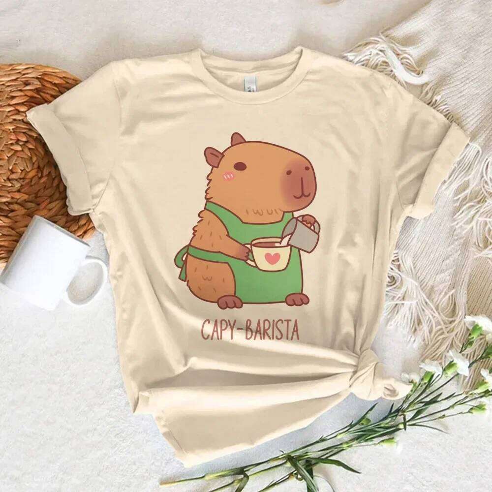 Funny Capybara T Shirt Women Soft Fabric Female Anime Clothing T-shirt Girls Capibara Tee Tshirt Graphic Tops XJ260306 XJ260306