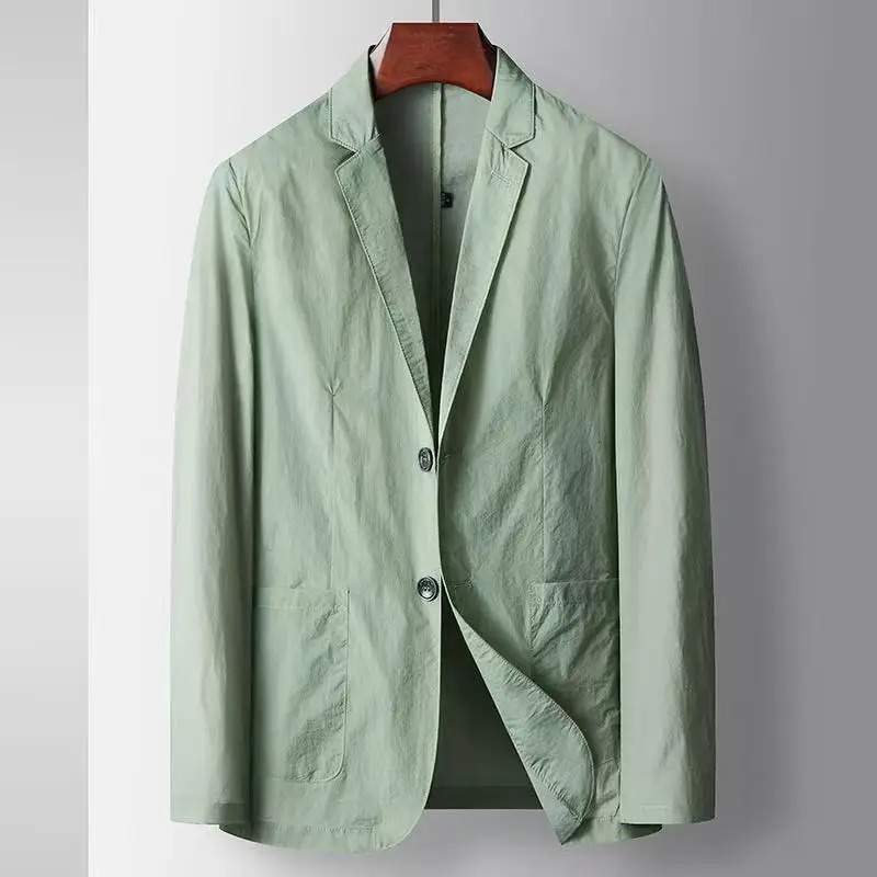 SpringSummer Mens Light Business Leisure Suit Coat Solid Color Thin Ice Silk Cool Sunscreen Suit Coat 260306