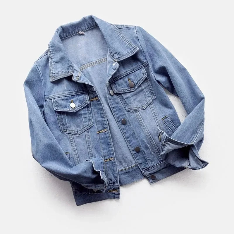 Spring Autumn Womens Denim Jacket Long Sleeve Overcoat Loose Denim Coat Button Outwear Jeans Jackets 5XL 260306