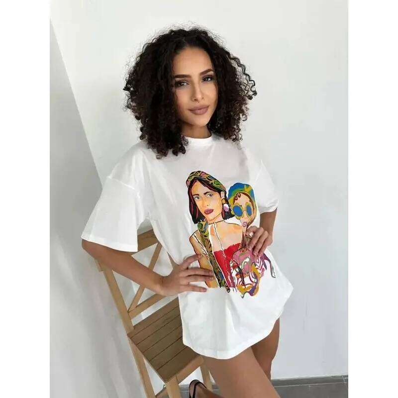 Pattern Printed Summer and Spring 2024 Plus Size for Women's Y2k Top Harajuku T-shirt XJ260306 XJ260306