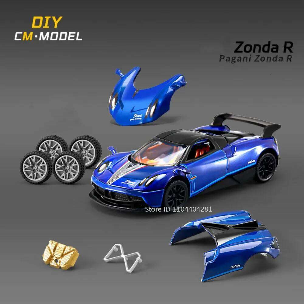 1:43 Pagani Zonda R Models AE86 Miniature Toys Diecast Alloy Cars Quick Detachable Fun Assembling Toy Children's Christmas Gifts Z260306