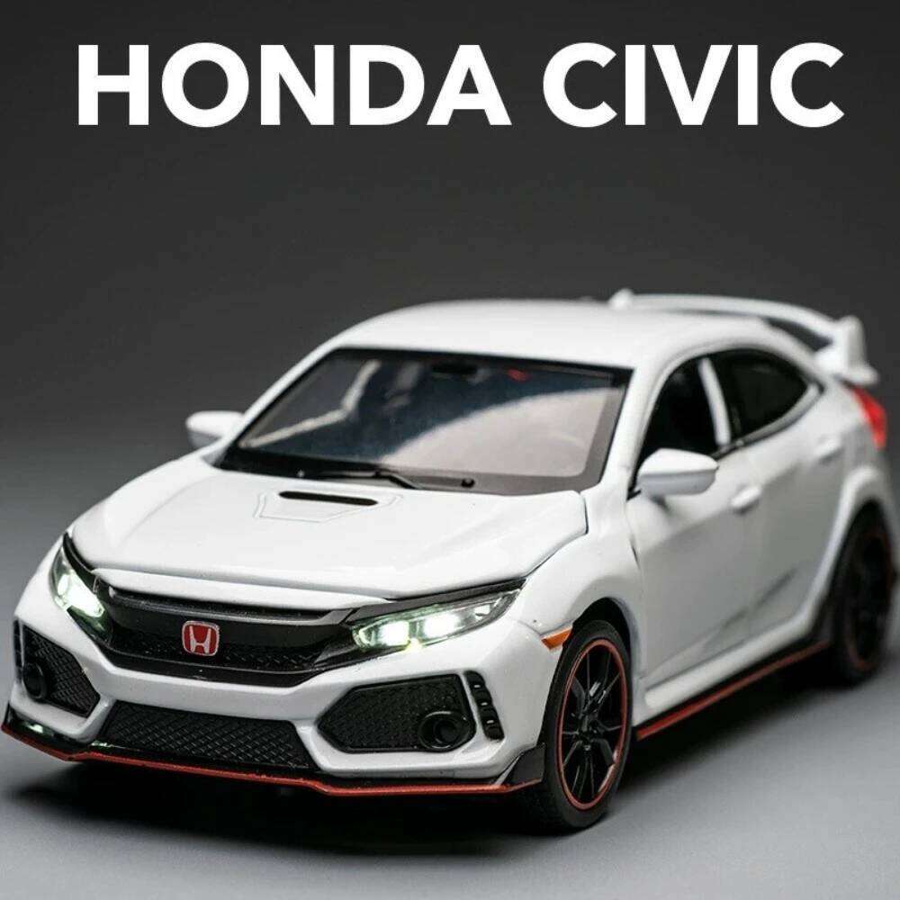 1:32 Honda CIVIC TYPE-R Accord Models Alloy Diecast Toys Car Doors Opened Sound Light Pull Back Vehices Collect Decoration Gifts Z260306
