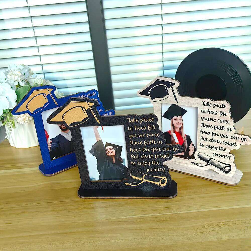 Wooden DIY Gift Picture Display Photo Frame for Graduation Party Class Desktop Stand Decora H260306
