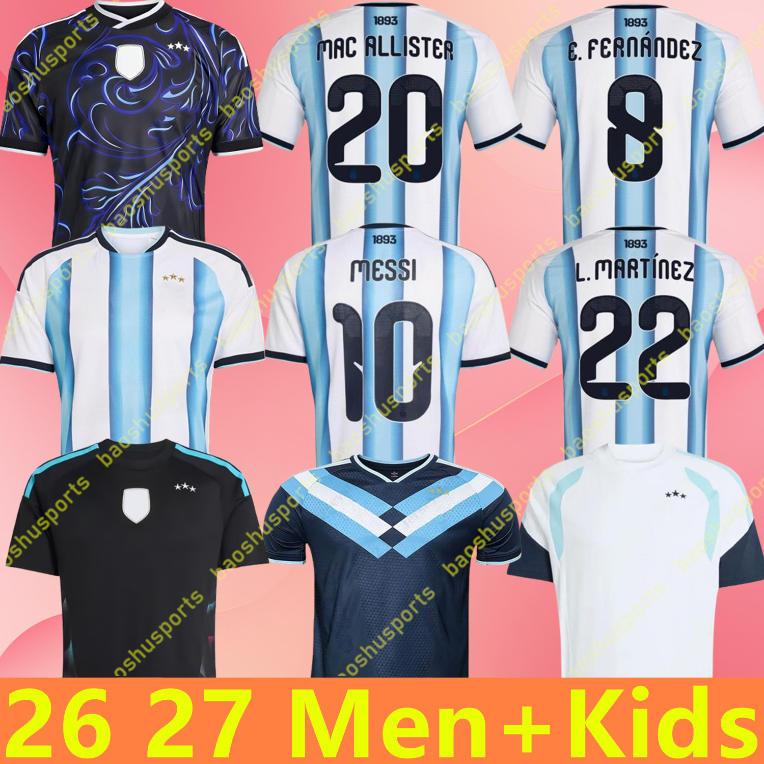 Argentina 2025 2026 World Cup Home Soccer Jerseys MESSIS 50th 25 26 3 Star Fans Player Version MAC ALLISTER DYBALA DI MARIA MARTINEZ DE PAUL Men Kids kit Football Shirts