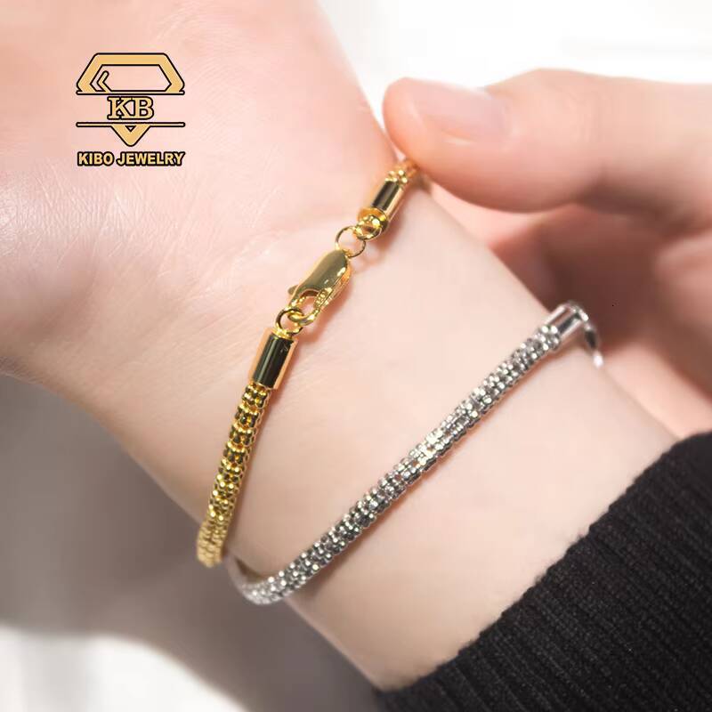 Iced Out Hot Selling S925 Moon Iced Chain Jewelry Tennis Chains 925 Sterling Silver With Gold Plated 925 Silver Moon Ice Chains