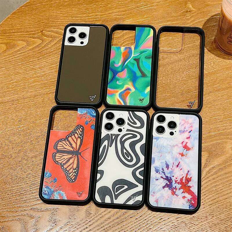 Wildflower Mirror Make Up Phone Case For iPhone 17 16 15 14 13 12 Pro Max Plus wf Luxury Shockproof Anti-drop Clear Back Cover 26H0307