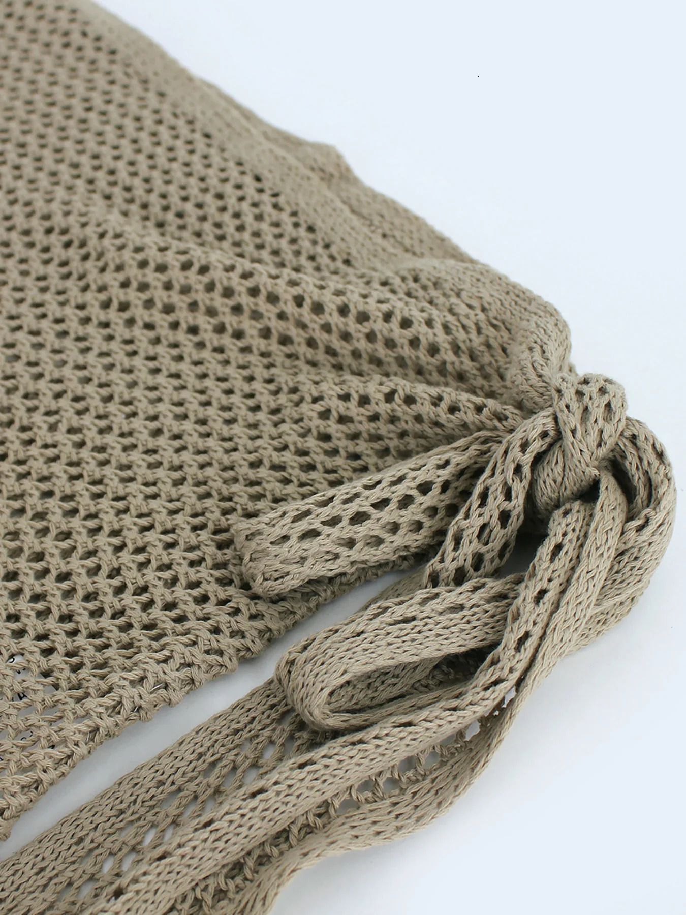 Womens Knitted Short Skirt with Hollow Straps and Slit Sexy Beach Coverup Shirt for Summer 260306