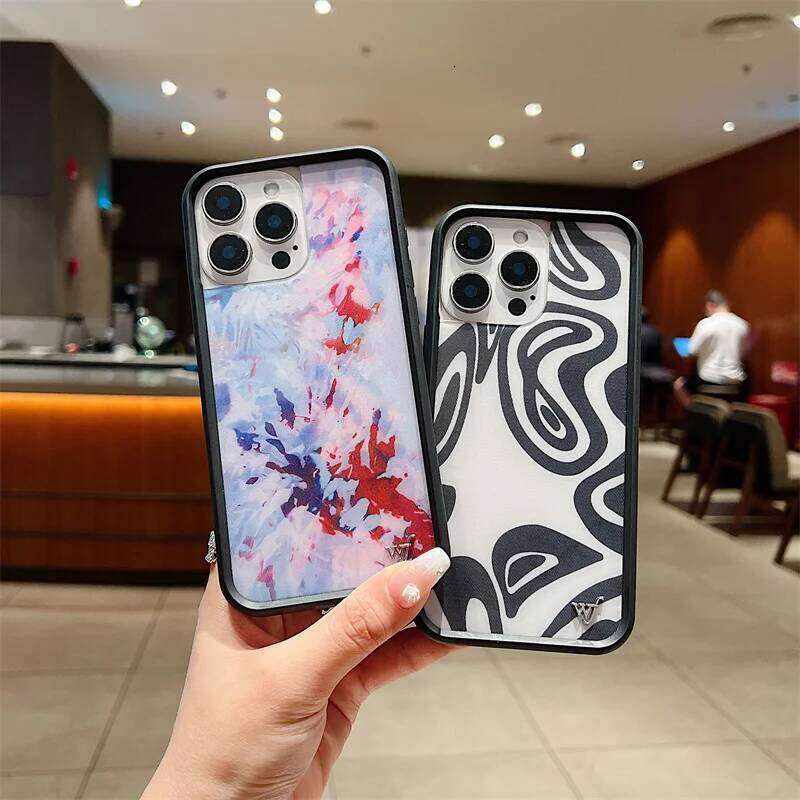 Wildflower Mirror Make Up Phone Case For iPhone 17 16 15 14 13 12 Pro Max Plus wf Luxury Shockproof Anti-drop Clear Back Cover 26H0307