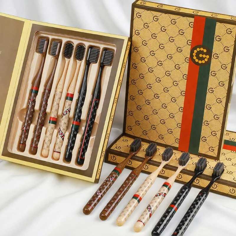 6-Piece/Box High-End Soft Bristle Toothbrush Set with Anti-Slip Handle for Adult Daily Home Teeth Cleaning & Oral CareT260307