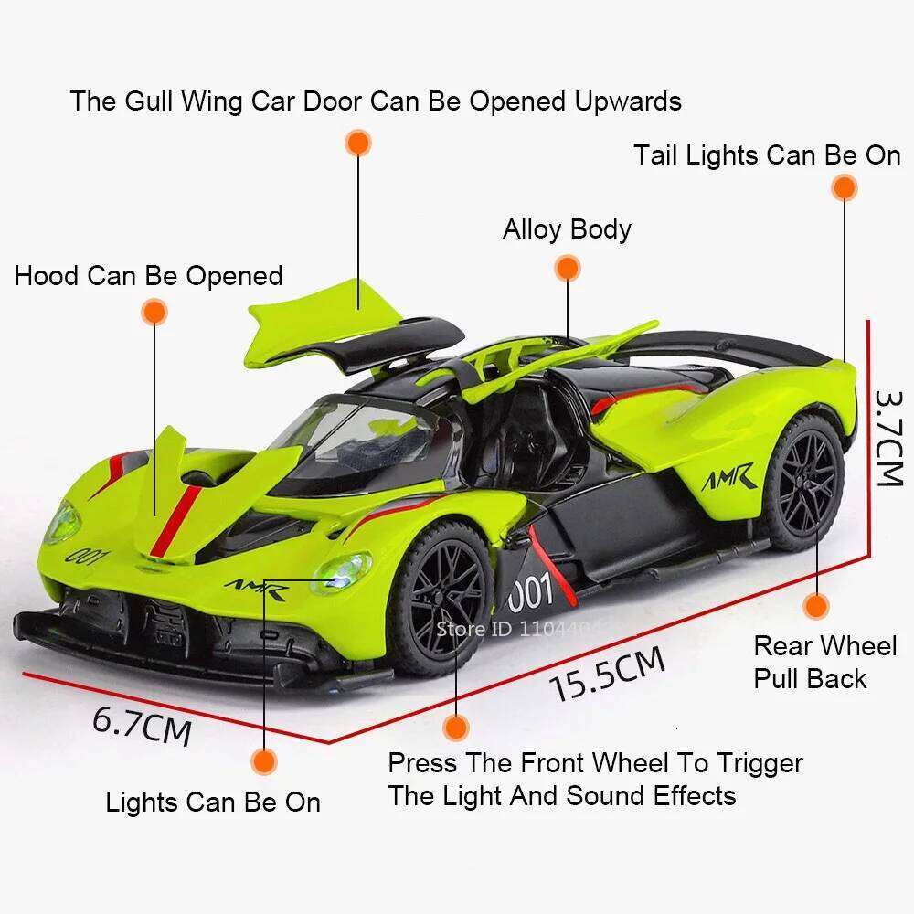1:32 Lambor SVJ63 Valkyrie Car Toys Alloy Diecast Model Doors Opened Light Music Rear Wheel Pull Back Kids Collectible Ornaments Z260306