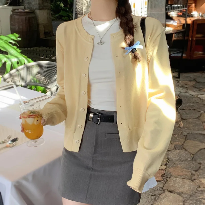 Womens Long Sleeve Cardigan O Neck Button Down Knit Lady Autumn Spring Knitted Singlebreasted Sweaters 260306