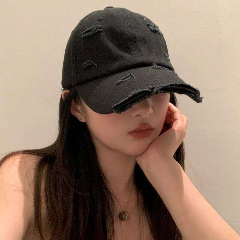 Men's women's new spring and summer hip-hop versatile soft top curved eave retro personality distressed hole duckbill hat Y260304