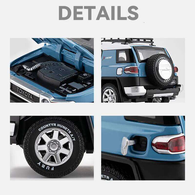 LICENSED 1:24 Toyota cruiser FJ Colooze cross country Off Road vehicle alloy model SUV simulated sound light Kid Birthday Gift Z260306
