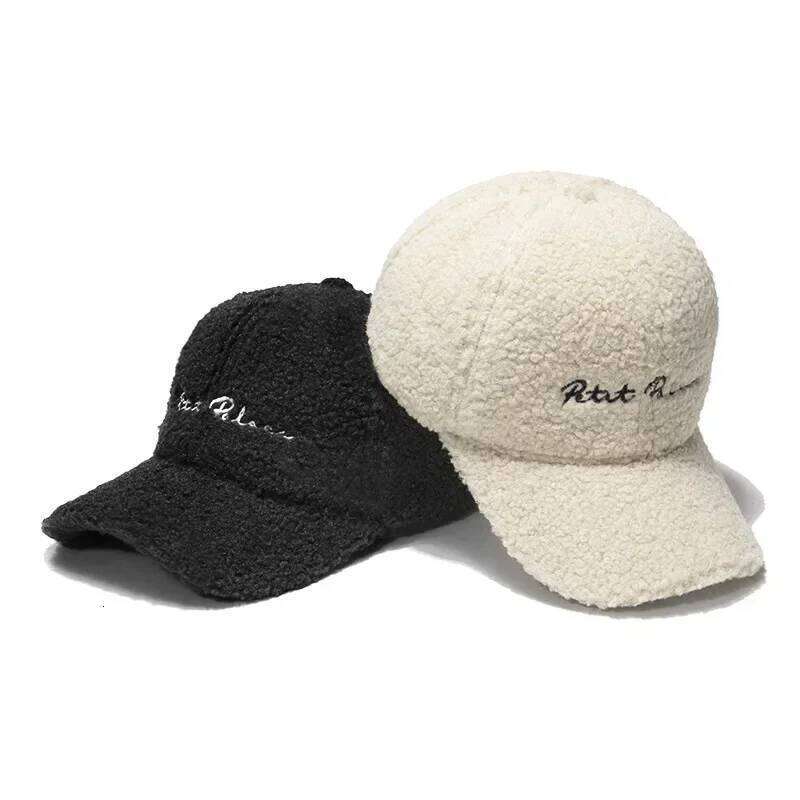 New Lamb Wool for Women Autumn and Korean Style Warm Sun Hat Plush Winter Baseball Cap Y260304