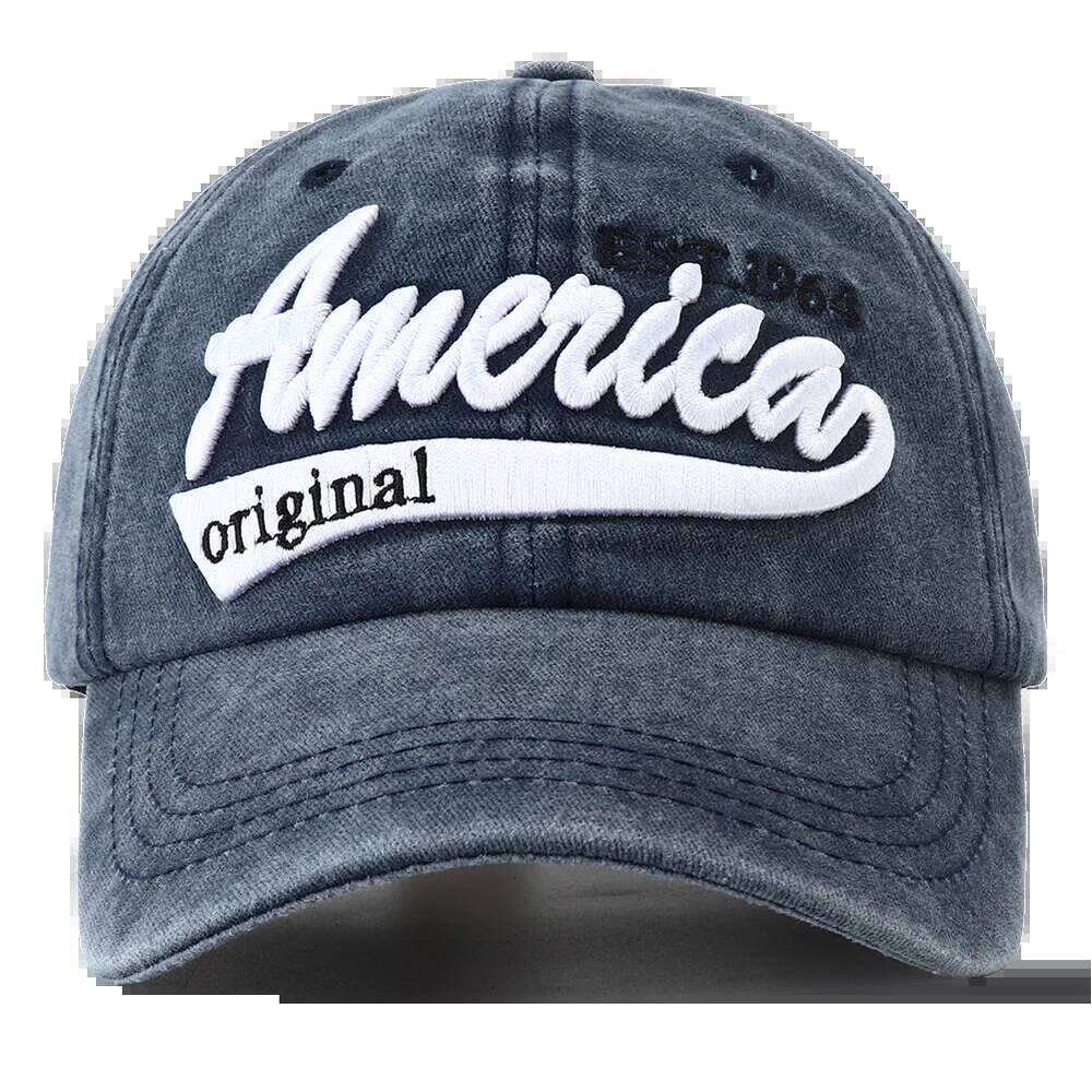 Unisex Distressed American Letter Embroidery Baseball Cap Breathable Sunshade Peaked Hats for Women Men Hip Hop Outdoor Snapback Y260304