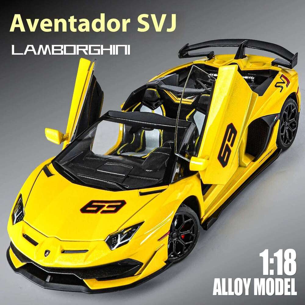 Large 1/18 Aventador SVJ Supercar Model Simulation Interior Details Adult Collection Ornaments Boy Gift Halloween Toys Z260306