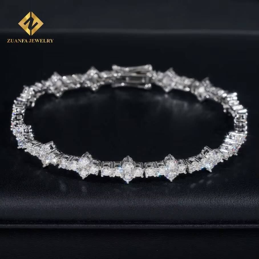 Pass Diamond Tester 3mmWholesale Price Iced Out Hip Hop S925 Silver VVS1 Moissanite Diamond Cross Hip Hop Tennis Chain Bracelet