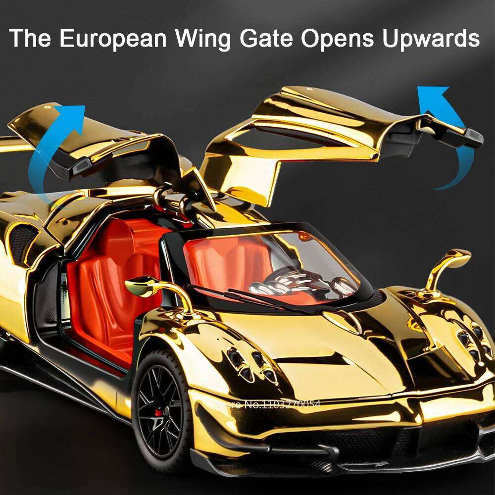 1:24 PAGANI Huayra Zonta HP Miniature Models Toys Alloy Diecast Car Doors Opened Sound Light Pull Back Vehices Fashion Ornaments Z260307