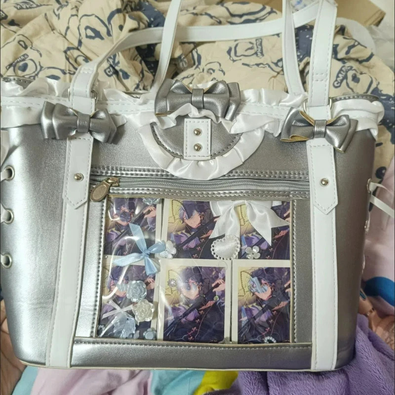 Fashion for Girls Y2K Ulzzang Ita Bag Sweet Preppy Style Shoulder Bag for Women Large Capacity Ribbon Bow Tote Bag 260303