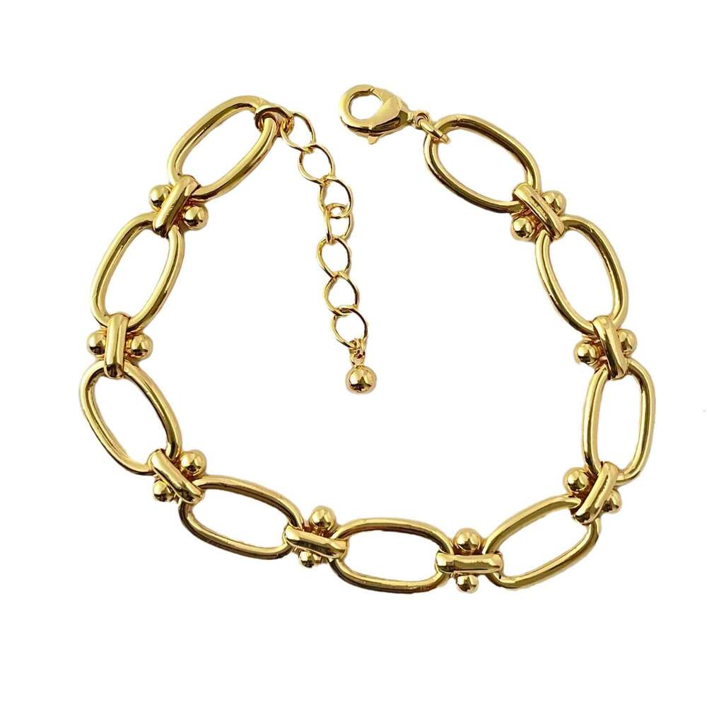 High Color Retention Copper Gold-Plated Niche High-End European and American Cross-Border Fashion Bracelet Personality Cuban Chain Hip-Hop Jewelry