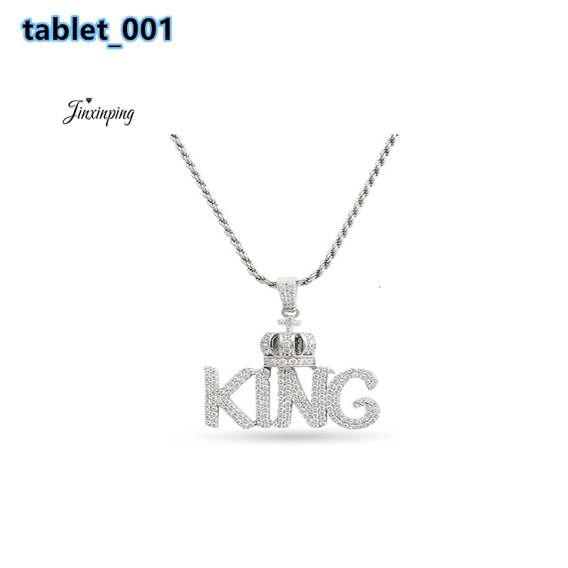 Moissanite Diamonds Iced Out KING Pendant Necklace for Men Icy Bling 925 Sterling Silver King HiPhop Jewelry Style
