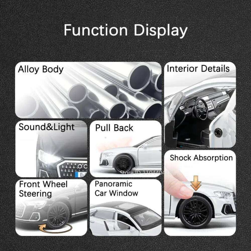 1:32 A8 RS7 Toy Alloy Diecast Car Doors Opened with Sound Light Front Wheel Steering Miniature Model Perfect Birthday Gift Z260306