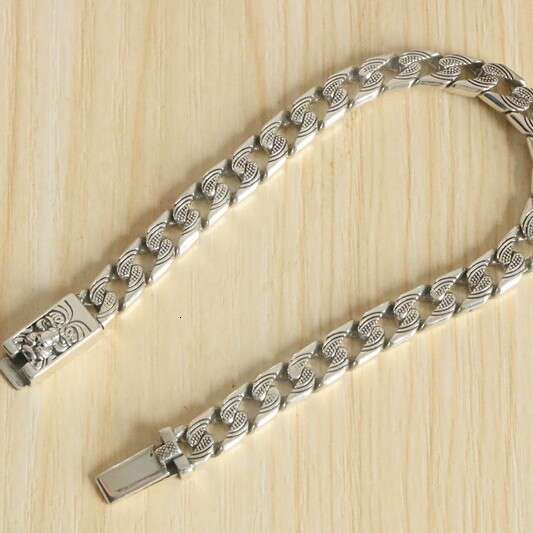 Elegant S925 sterling tiger head bracelet, vintage distressed fashion trend, Cuban chain, Thai silver, high-quality silver jewelry