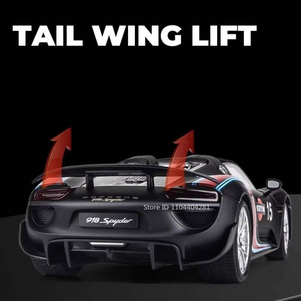 1:18 918 Spyder Martini Pagani Huayra Diecast Alloy Model Toys Car Doors Opened with Sound Light Miniature Vehice Adult Boy Gift Z260306