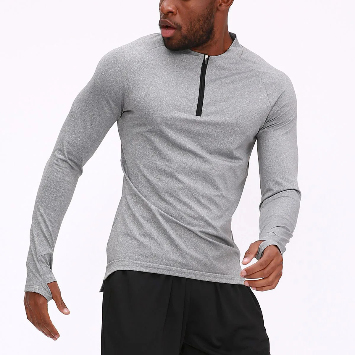 Mens Long Sleeve Fitness TShirt Quick Dry Breathable Sportswear Outdoor Running Basketball Elastic Sports Slim Tops Clothes 260302