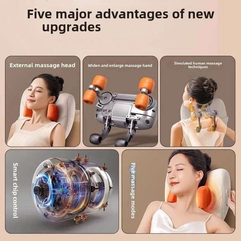 JAIYORL Trapezius Electric Massage Pillow Wireless Car And Home Massager Heating Waist Neck Leg Cervical Shiatsu Kneading 26Y0307