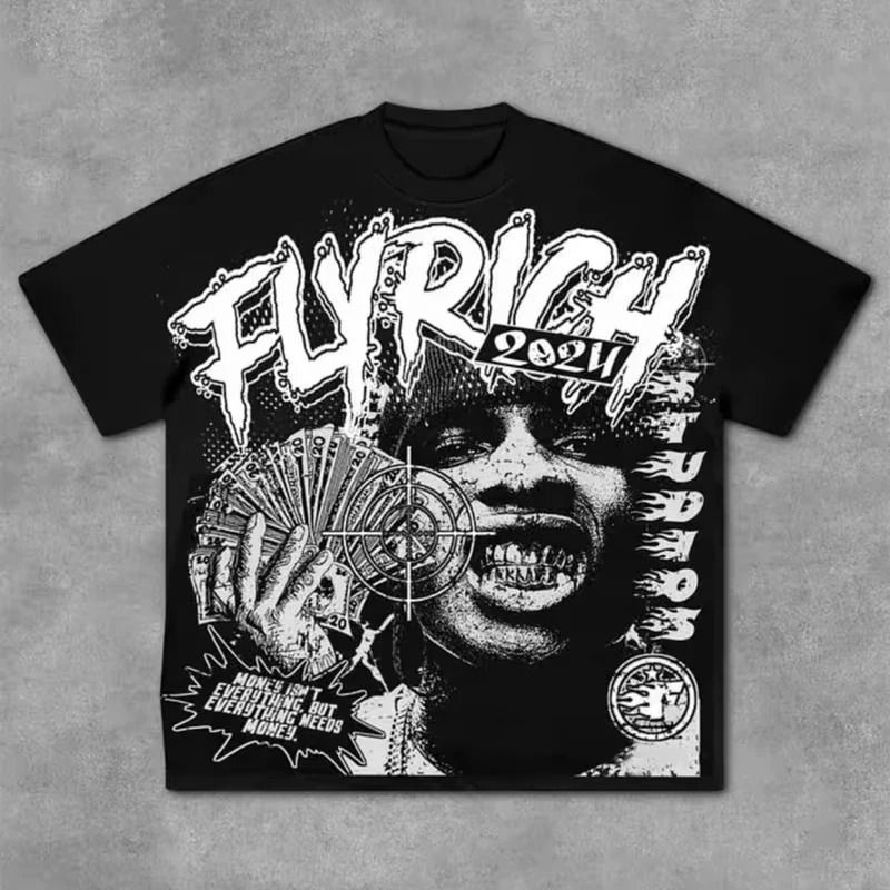 Y2k Harajuku Streetwear Men and Women Short Sleeved Fashion Cartoon Print Shirt Retro Hip Hop Trend Oversized T-Shirt 260304