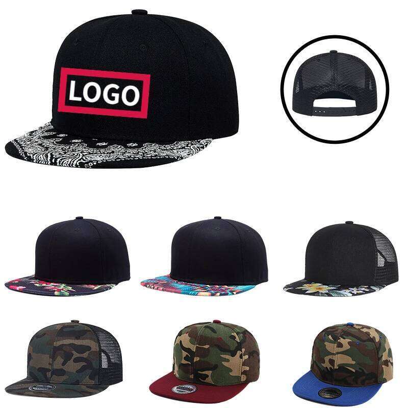 Custom Logo Summer Camouflage Printed Cotton Hip Hop Cap Men and Women Fashion Baseball Hat Adjustable Flat Edge Trucker Hats Y260304