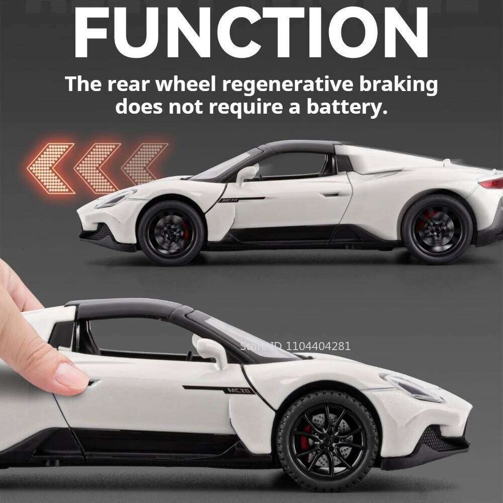 1:32 MC20 Lambor Revuelto Alloy Diecast Model Toys Car Doors Opened with Sound Light Pull Back Miniature Vechies Home Decoration Z260306