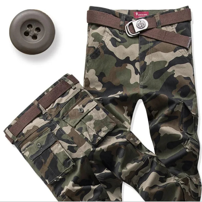 Cargo Pants Men Spring Autumn Cotton Tactical Pants Multi-pockets Washing Loose Long Trousers Man Casual Pants Clothing 260305