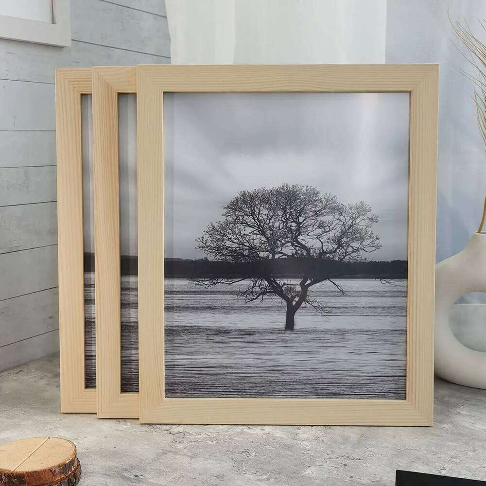 3Pcs Natural Pine Wood Photo Frames For Picture Wall or Tabletops Decor 10X15 15X20 25X25cm A4 Pictures Frame Commemorative Gift H260306