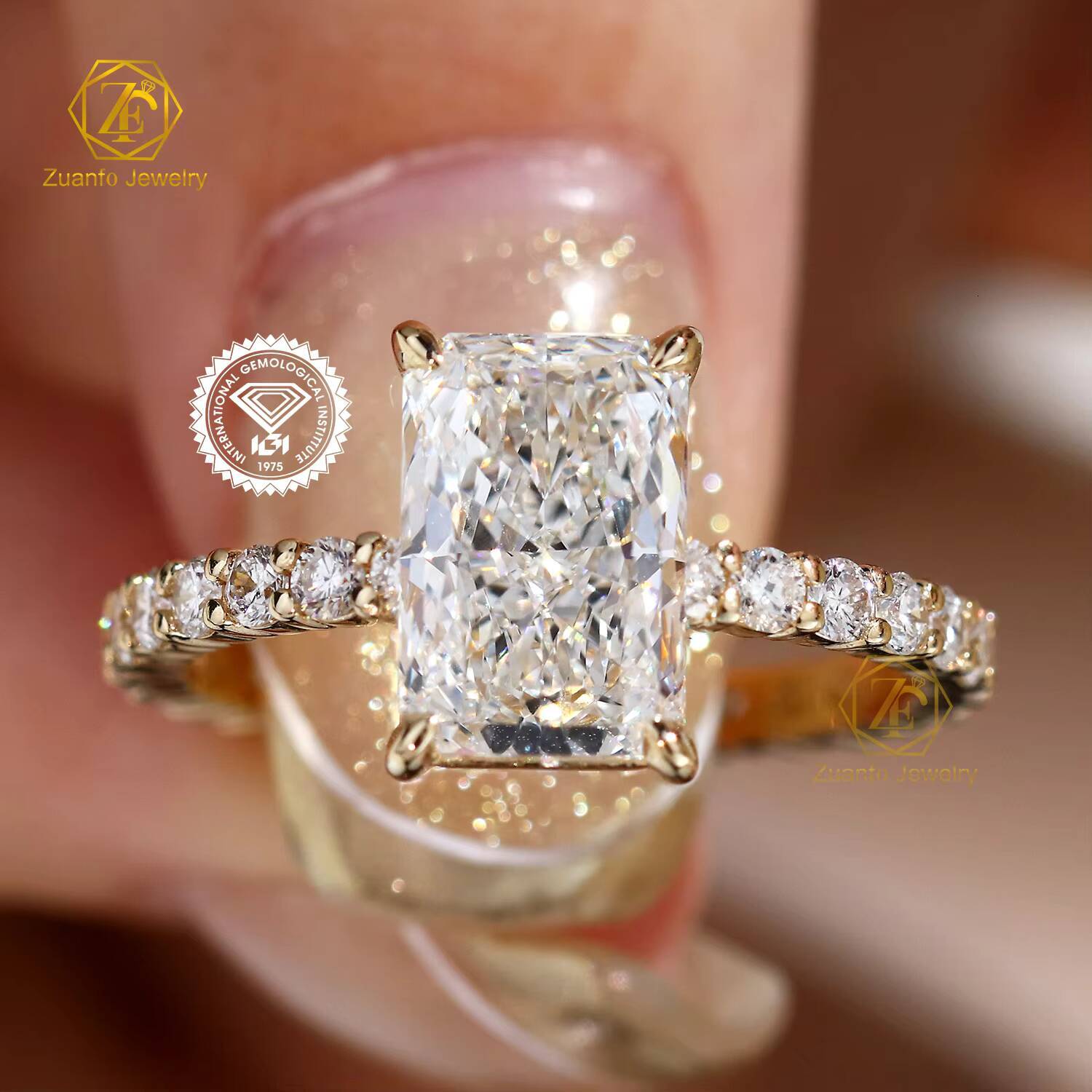 Fine Jewelry 18k Solid Gold 3ct Iced Out VVS1 D Custom Lab Diamond Jewelry Wedding Engagement Ring for Women Anniversary Gift