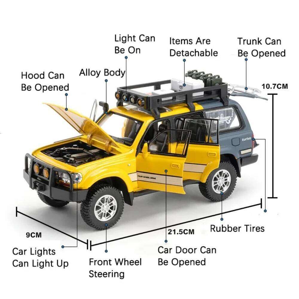 1:24 RAV4 LAND CRUISER LC80 Model Toy Diecast Alloy Car Doors Opened Sound Light Pull Back Miniature Vehices Boy's Birthday Gift Z260306