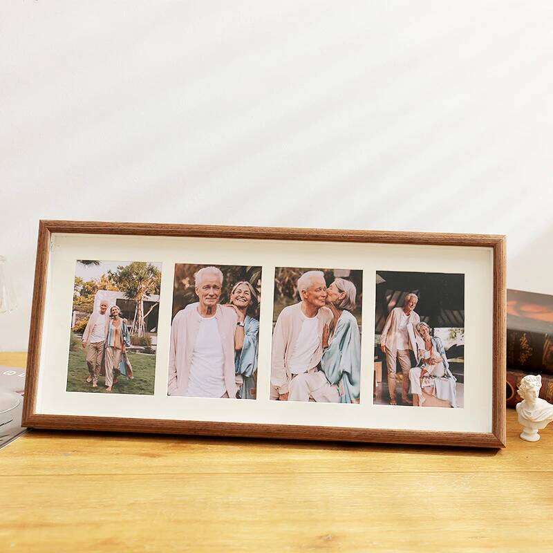 - 8x20 Photo With Mat Display 4Pcs Photos, 4x6 Picture Frame Wood H260306