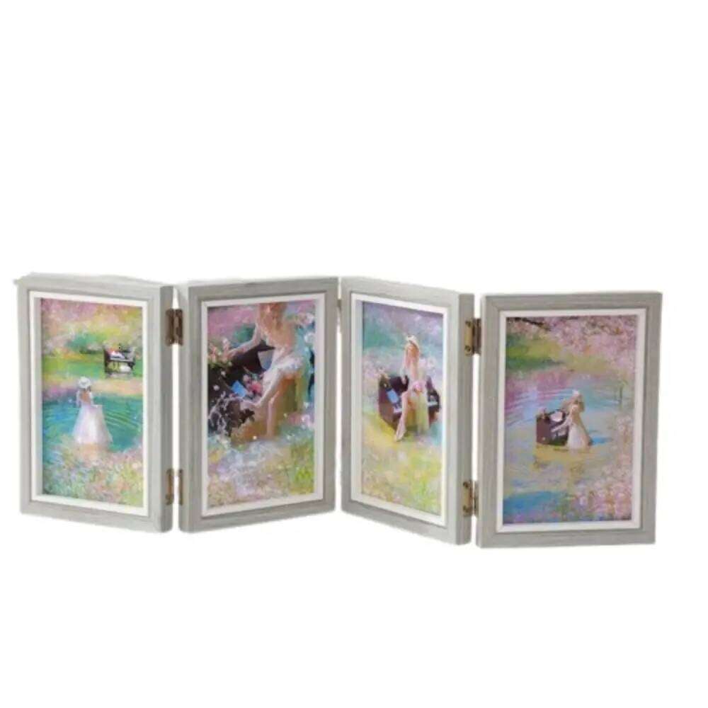 Creative Foldable Hinge Photo Double/Triple Rectangular Desktop Album Set Wooden 2/3/4/5 Linked Combination Folding Frame H260306