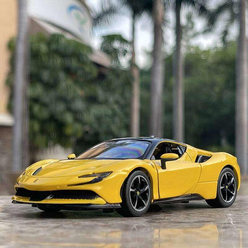Bburago 1:32 Sound And Light Alloy Pull Back Car Model Ferrari SF90 Laferrari Luxury Vehicle Diecast Collection Gift Z260306