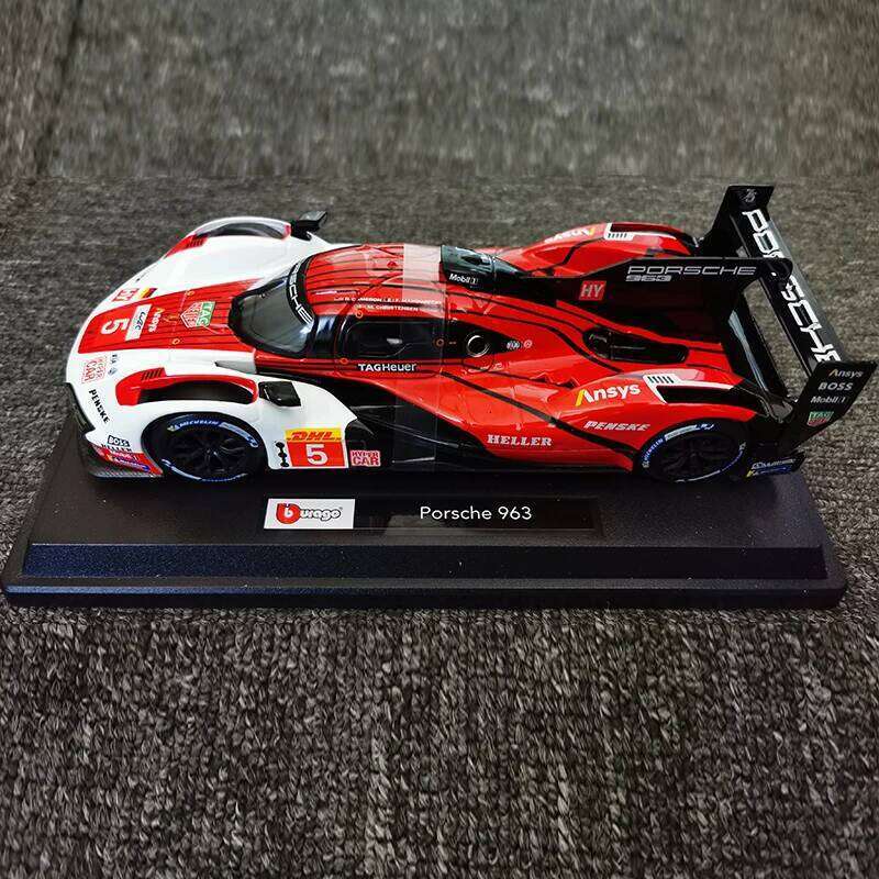 Bburago 1:24 Porsche 963 Alloy Car Model Supercar Die Cast Vehicles Toy Diecast Voiture Gift Collection Z260306