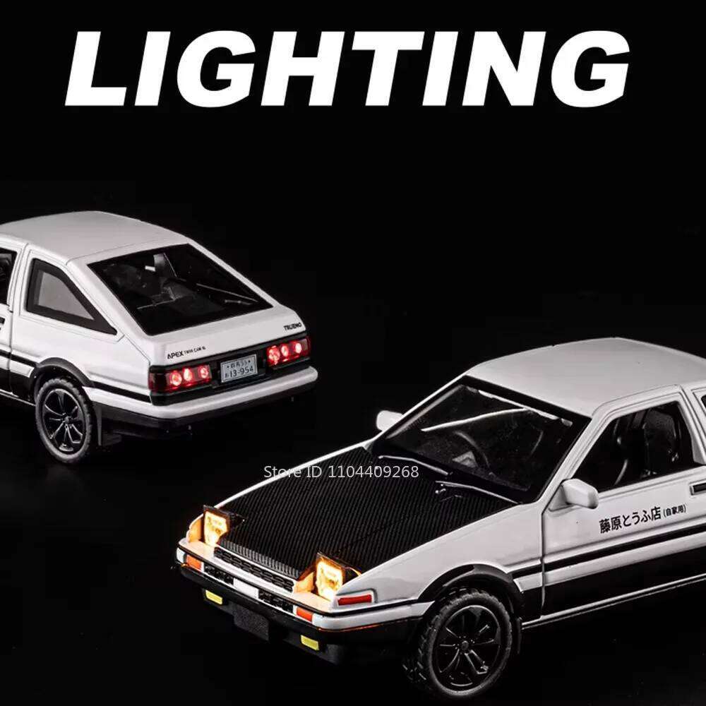 1:36 Scale AE86 911 Alloy Diecast Model Toys Cars Doors Opened with Sound Light Pull Back Miniature Vehices Children's Toy Gifts Z260307