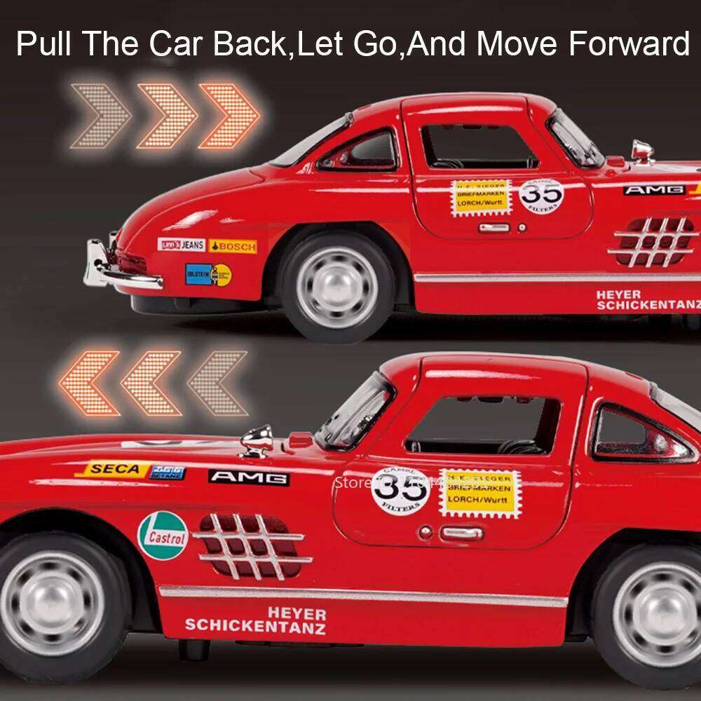 1:32 Scale 300SL E300L Diecast Alloy Toys Miniature Cars Doors Opened Pull Back Sound Light Ornament Vehices Boys Festival Gifts Z260306