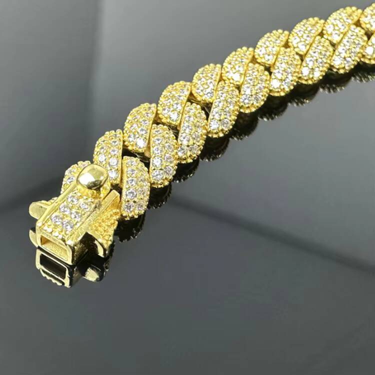 Fashion Hip Hop Iced Out Moissanite Fine Jewelry Women Bracelets Bangles 925 Sterling Silver Cuban Link Chain