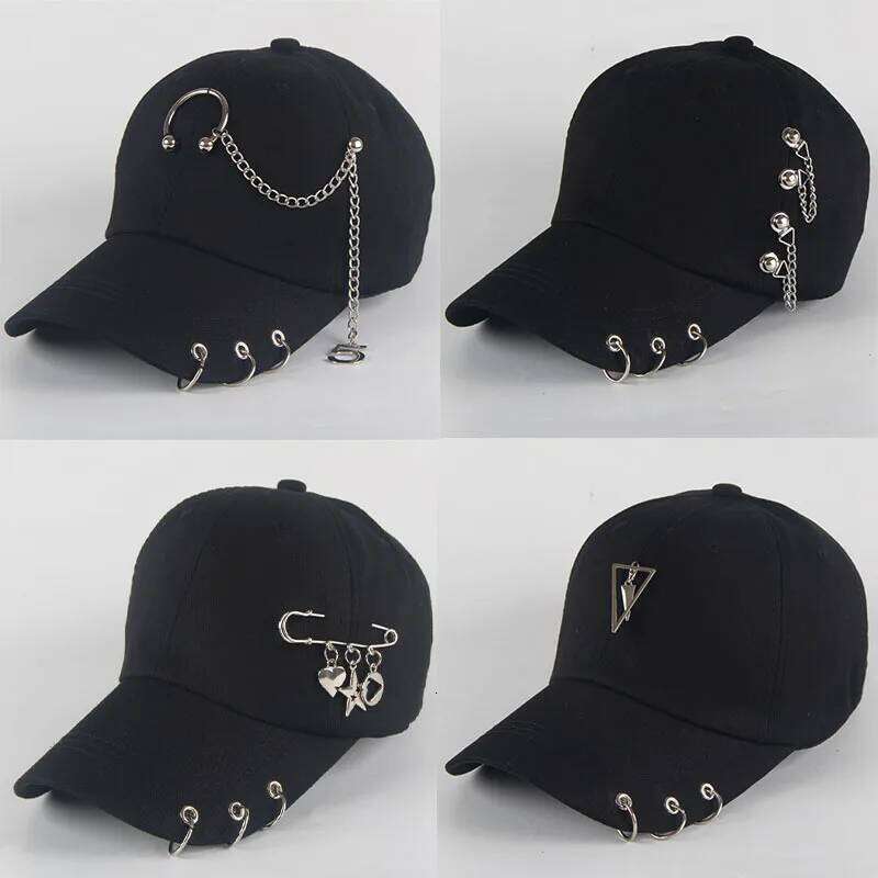 Fashion hip hop cotton baseball cap Creative Piercing Ring Caps Punk Adult Casual Solid Adjustable Unisex hat Snapback hats Y260304