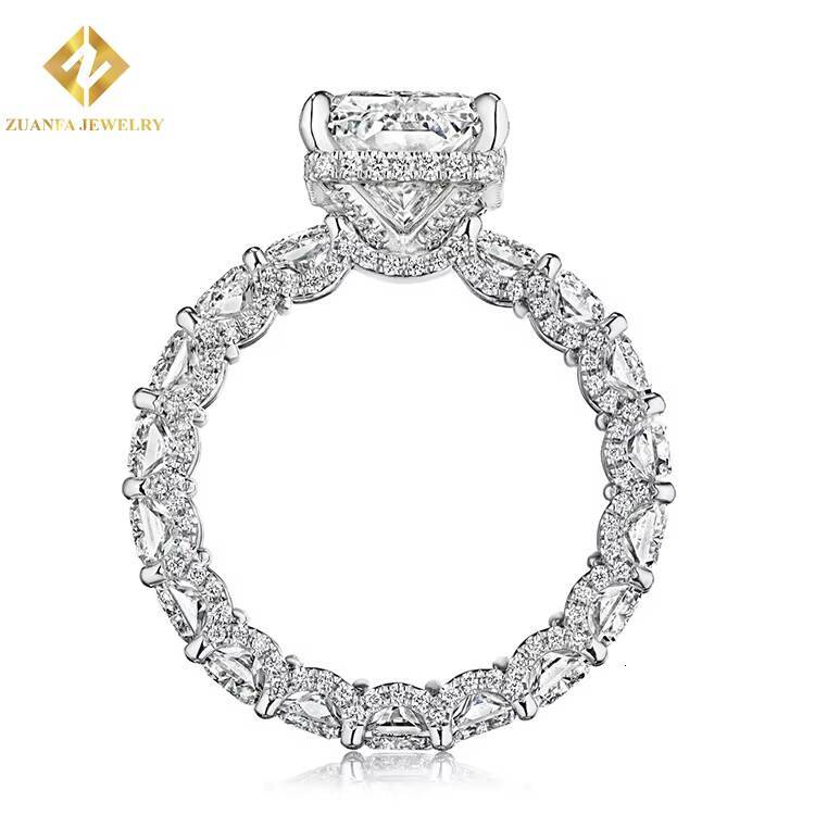 Luxury Engagement Ring Lab Diamond 10K Solid Gold Moissanite Wedding Band Fully Diamonds Custom Design Ring