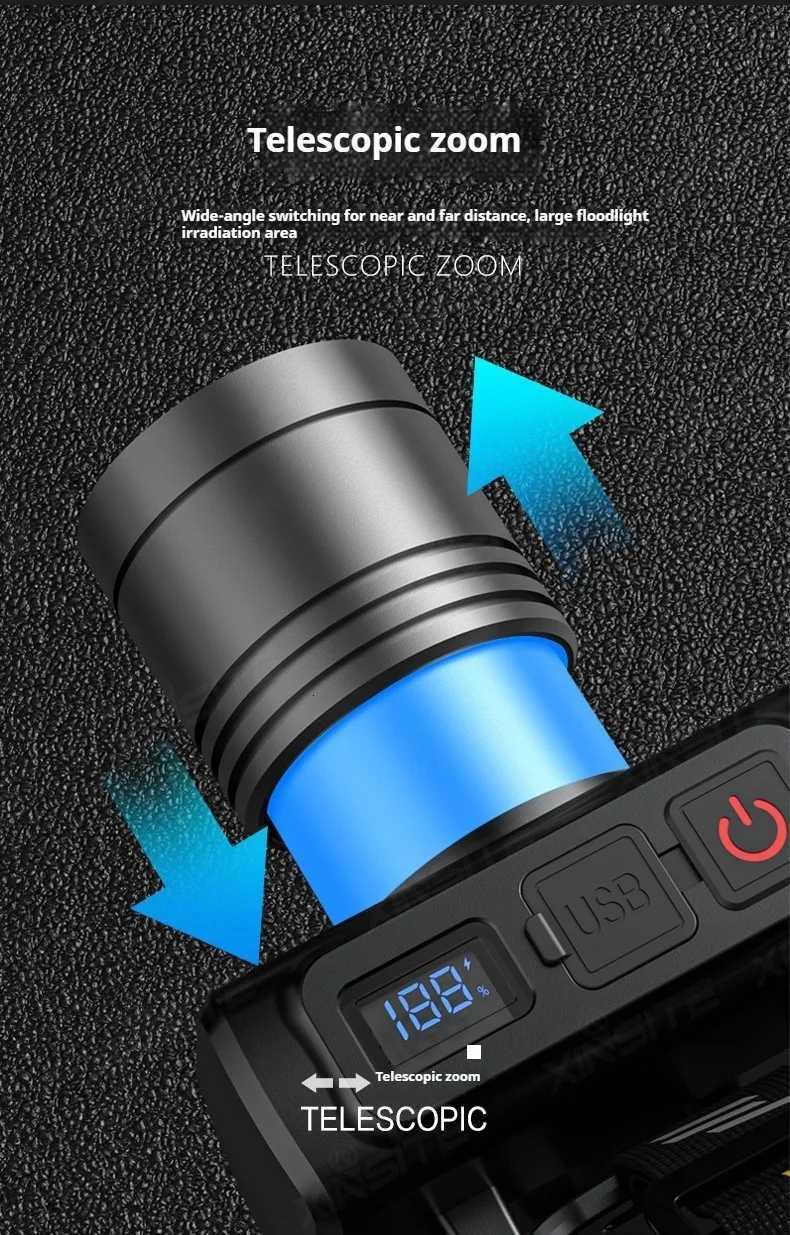 Super Bright LED Sensor Headlamp USB Rechargeable Headlight Front Led Head Light With built-in battery Camping Fishing Lantern H260307