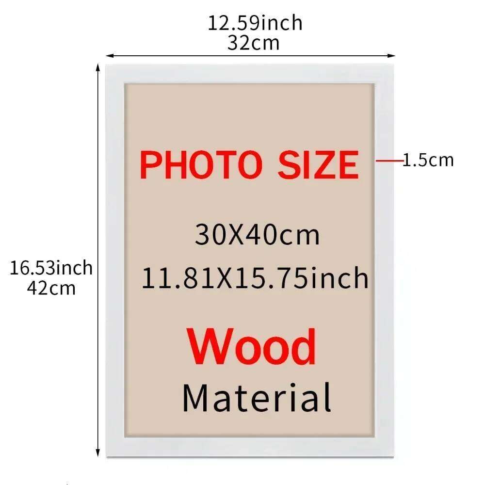 30x40cm Black and White Wood Grain Photo Frame Can Be Hung on The Wall with Certificate Poster Canvas Painting Decoration H260306
