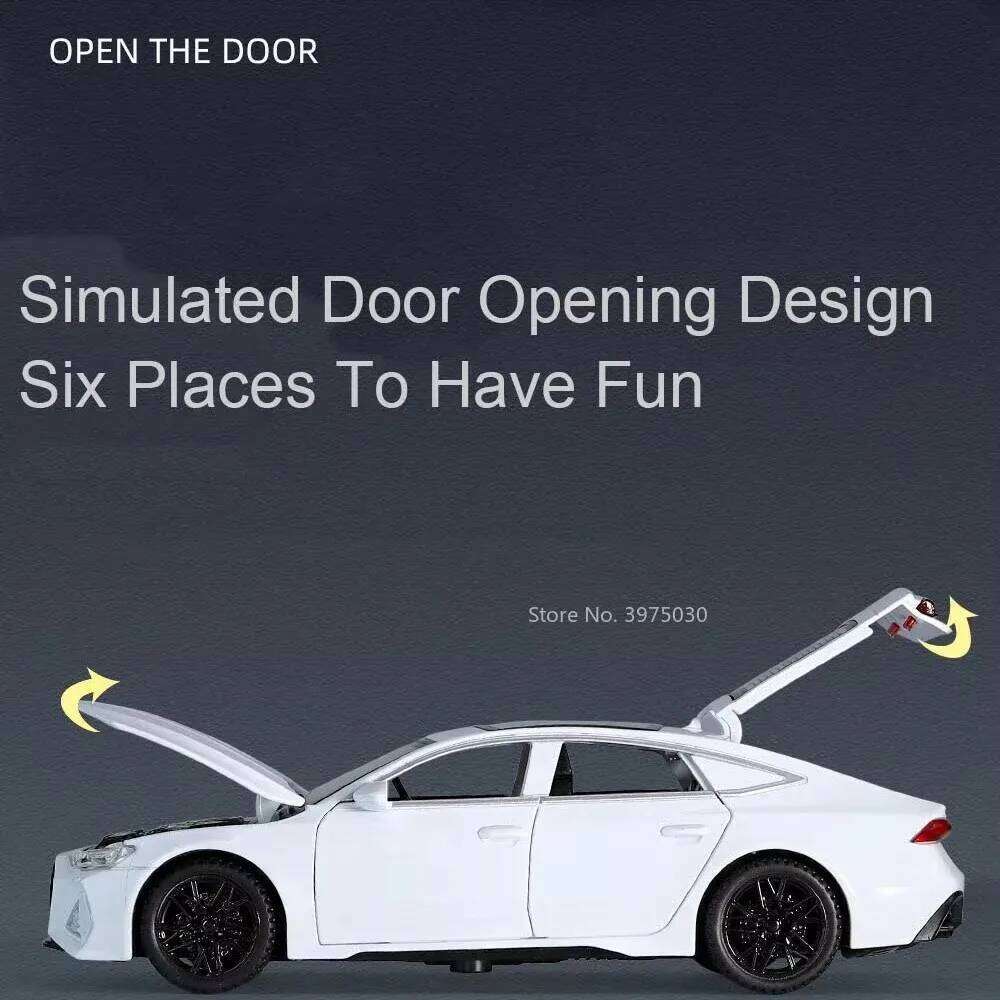 1:32 RS7 RS6 Alloy Model Toys Diecast Car Doors Opened Sound Light Pull Back Rubber Tires Miniature Vehices for Children's Gifts Z260306
